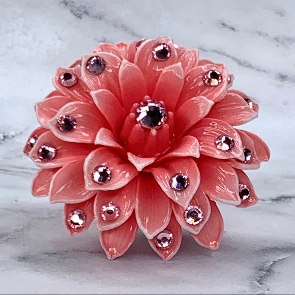 Tarina Tarantino Pink Dahlia Vintage Flower Ring